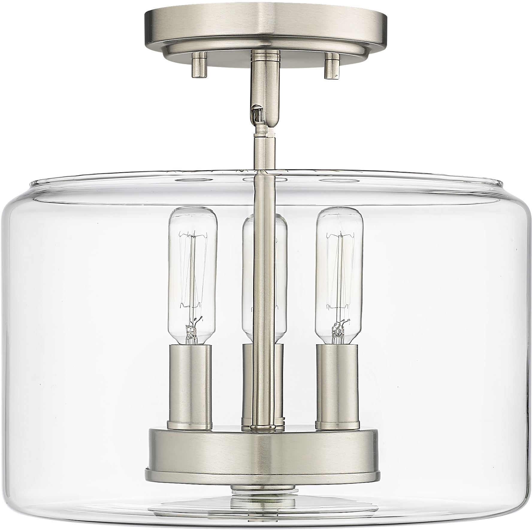 Asheville 3 Light 11 inch Brushed Nickel Semi-Flush Mount Ceiling Light
